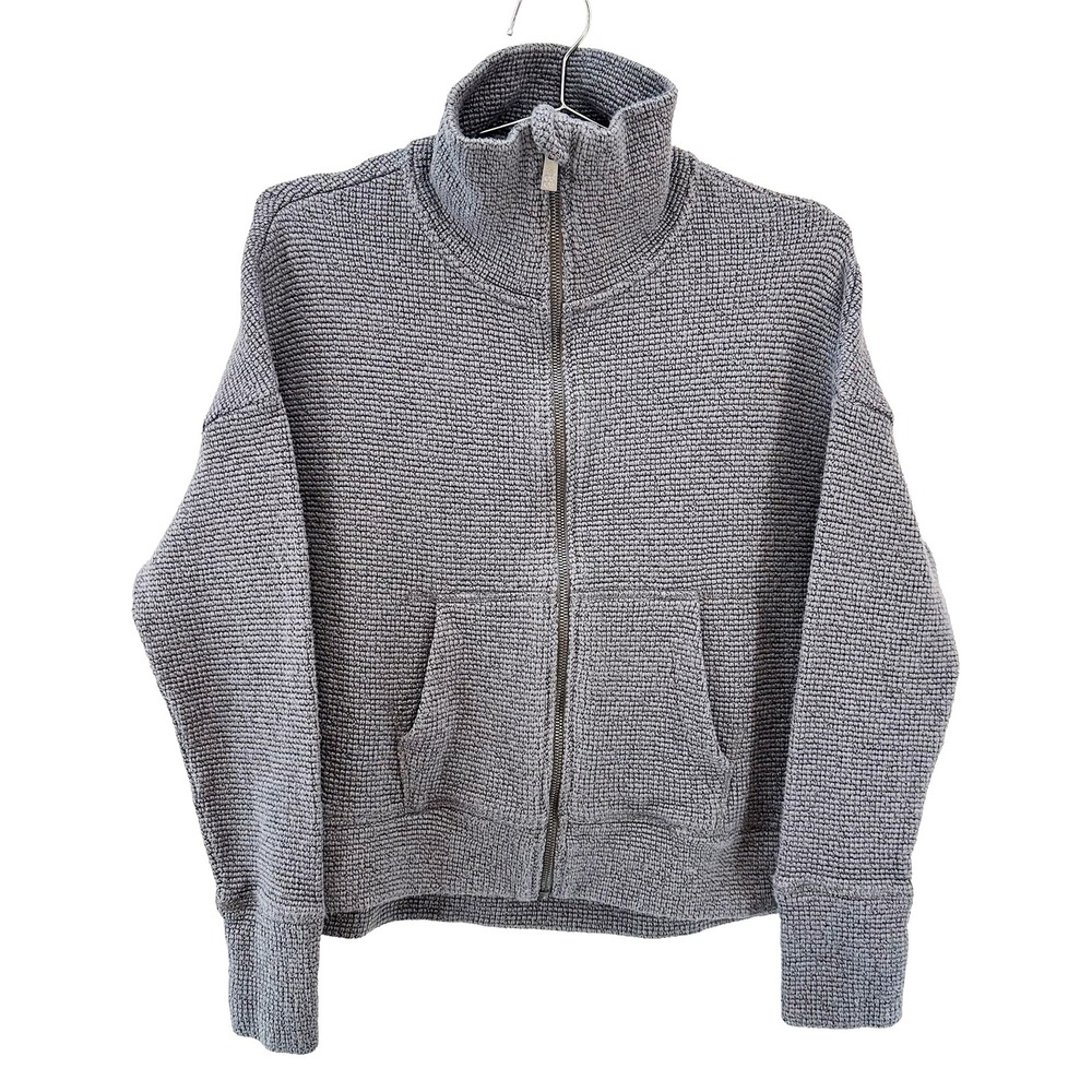 SWEATY BETTY‎ Boucle Chunky Knit Full Zip Athleisure Jacket • Medium • gray